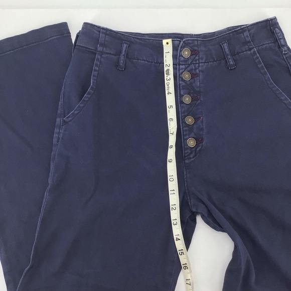 Pilcro The Letterpress Wide Leg Blue Pants Exposed Buttons Size 26 - Picture 7 of 15